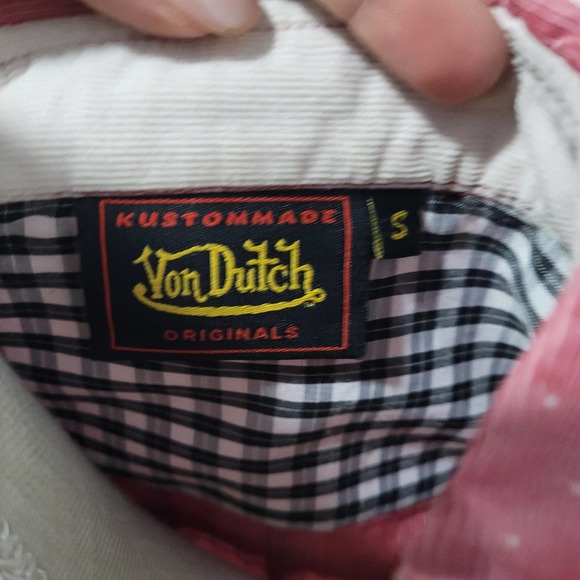 Men's Vintage Kustommade Von Dutch shirt long sleeve button up shirt Size Small - Picture 3 of 5